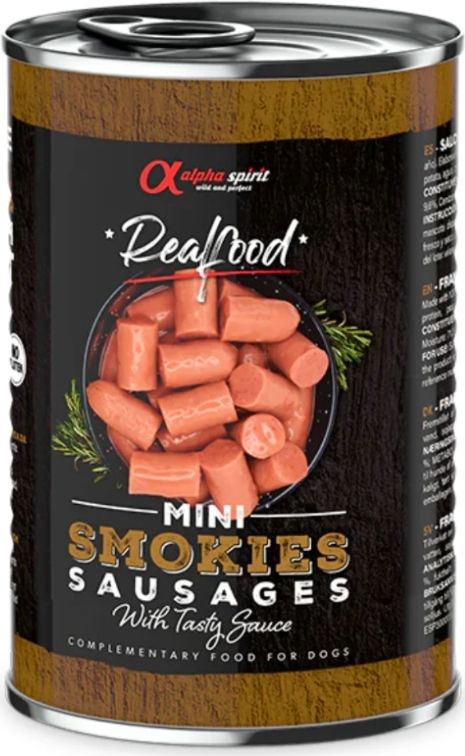 ALPHA SPIRIT – Realfood Smokies – Wędzone kiełbaski dla psów- Mini– 400 g