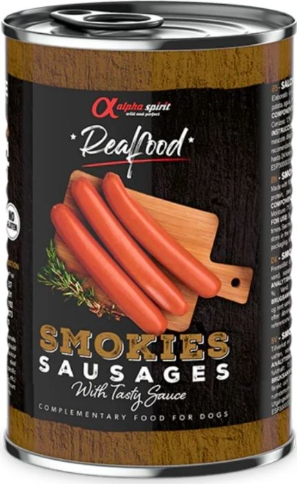 ALPHA SPIRIT – Realfood Smokies – Wędzone kiełbaski dla psów – 400 g