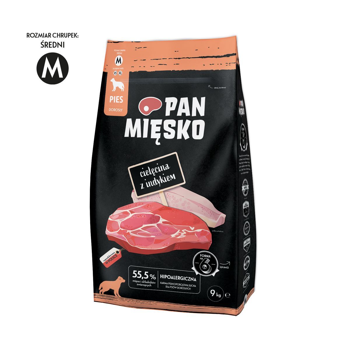 ​MR MEATY – KOMPLETNA KARMA SUCHA DLA PSÓW DOROSŁYCH – CIELĘCINA Z INDYKIEM- 3 KG- ROZMIAR M