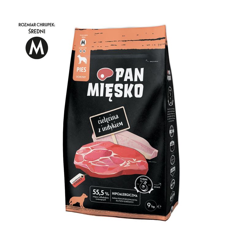 ​MR MEATY – KOMPLETNA KARMA SUCHA DLA PSÓW DOROSŁYCH – CIELĘCINA Z INDYKIEM- 3 KG- ROZMIAR M