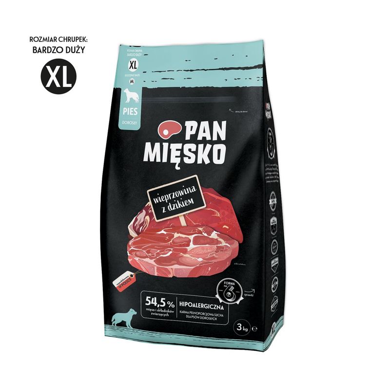 ​MR MEATY – KOMPLETNA KARMA SUCHA DLA PSÓW DOROSŁYCH – WIEPRZOWINA Z DZIKIEM- 9KG- ROZMIAR XL