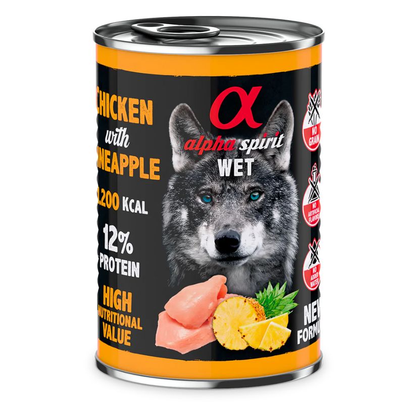 ALPHA SPIRIT- CHICKEN WITH PINEAPPLE- Complete Wet Adult Dog Food- 400 gr