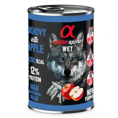 ALPHA SPIRIT- ANCHOVY WITH RED APPLE- Complete Wet Adult Dog Food- 400 gr ALPHA SPIRIT- ANCHOVY WITH RED APPLE- Complete Wet Adult Dog Food- 400 gr