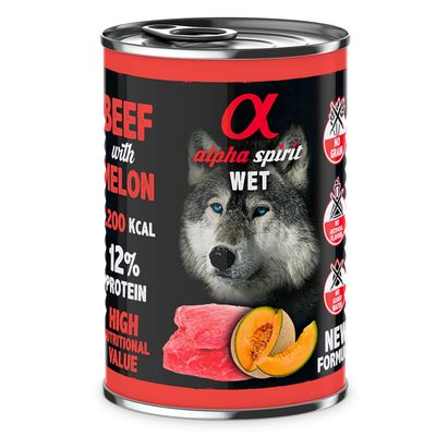 ALPHA SPIRIT- BEEF WITH MELON- Complete Wet Adult Dog Food- 400 gr