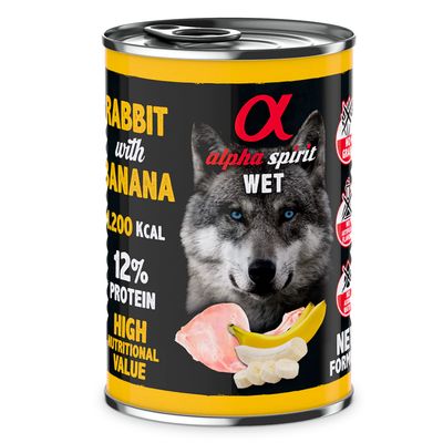 ALPHA SPIRIT- RABBIT WITH BANANA- Complete Wet Adult Dog Food- 400 gr