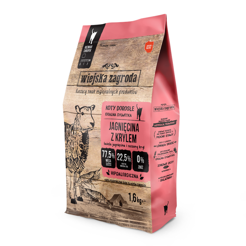 WIEJSKA ZAGRODA (COUNTRY OF ANIMALS)- DRY CAT FOOD- LAMB WITH KRILL- 1.6 KG