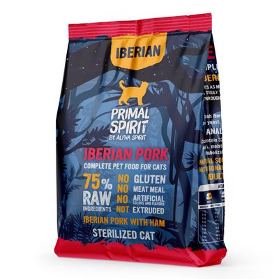 Primal Spirit by Alpha Spirit- IBERIAN PORK- Complete Dry Cat Food for Sterilised Cats (1kg)