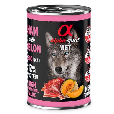 ALPHA SPIRIT- HAM WITH MELON- Complete Wet Adult Dog Food- 400 gr