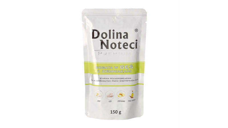 DOLINA NOTECI PREMIUM- GĘŚ Z ZIEMNIAKAMI- MOKRA KARMA DLA PSÓW DOROSŁYCH- 150 gr SASZETKI DOLINA NOTECI PREMIUM- GĘŚ Z ZIEMNIAKAMI- MOKRA KARMA DLA PSÓW DOROSŁYCH- 150 gr SASZETKI