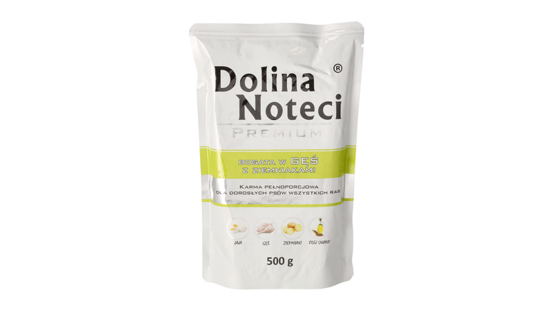 DOLINA NOTECI PREMIUM- GOOSE WITH POTATOES- WET FOOD FOR ADULT DOGS- 500 gr POUCH DOLINA NOTECI PREMIUM- GOOSE WITH POTATOES- WET FOOD FOR ADULT DOGS- 500 gr POUCH