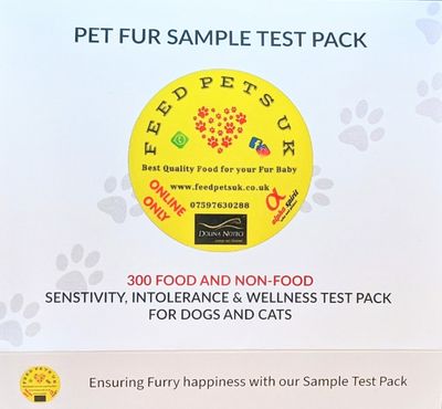 PET FUR SAMPLE TEST PACK- 300 FOOD AND NON- FOOD SENSITIVITY, INTOLERANCE & WELLNESS- HOME TEST PACK- FOR HOUSE PETS (DOGS, CATS, OTHERS)