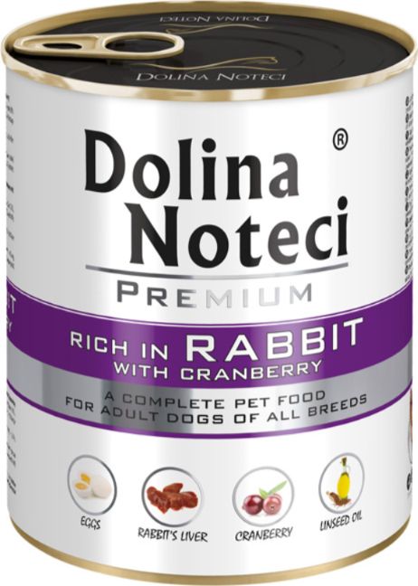 DOLINA NOTECI PREMIUM- RICH IN RABBIT AND CRANBERRY- WET FOOD FOR ADULT DOGS- 800 gr CANS