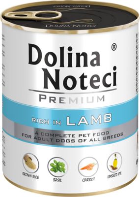 DOLINA NOTECI PREMIUM- BOGATA W JAGNIĘCINĘ - MOKRA KARMA DLA PSÓW DOROSŁYCH- 800gr PUSZKI