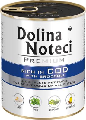 DOLINA NOTECI PREMIUM- COD WITH BROCCOLI- WET FOOD FOR ADULT DOGS- 800 GR CANS