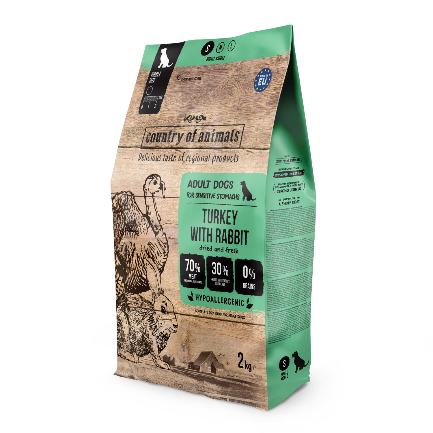 WIEJSKA ZAGRODA (COUNTRY OF ANIMALS)- DRY FOOD FOR ADULT DOGS WITH SENSITIVE STOMACH- TURKEY WITH RABBIT- S- 2KG BAGS WIEJSKA ZAGRODA (COUNTRY OF ANIMALS)- DRY FOOD FOR ADULT DOGS WITH SENSITIVE STOMACH- TURKEY WITH RABBIT- S- 2KG BAGS