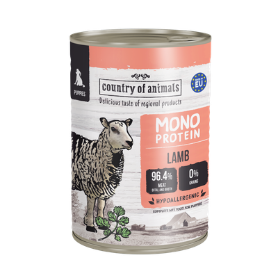 WIEJSKA ZAGRODA (COUNTRY OF ANIMALS)- MONOPROTEINOWA- KARMA MOKRA DLA SZCZENIĄT- JAGNIĘCINA - 400 GR PUSZKA WIEJSKA ZAGRODA (COUNTRY OF ANIMALS)- MONOPROTEINOWA- KARMA MOKRA DLA SZCZENIĄT- JAGNIĘCINA - 400 GR PUSZKA