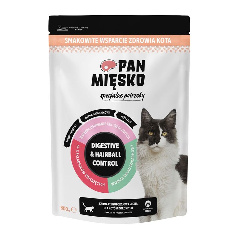 MR MEATY (PAN MIĘSKO)- SPECIAL NEEDS- DIGESTIVE & HAIRBALL CONTROL- DRY FOOD FOR ADULT CATS- TURKEY- SIZE M- 800GR