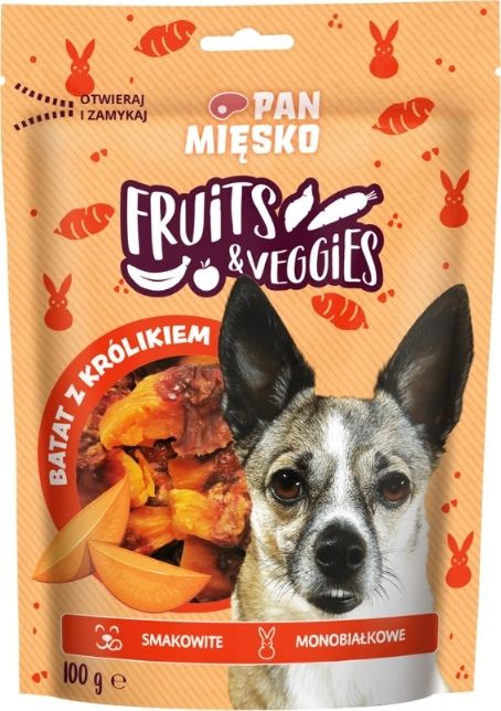 MR MEATY- FRUITS & VEGGIES- DOG TREAT FOR ADULT DOGS- SWEET POTATO WITH RABBIT- 100 G