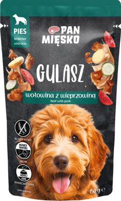 PAN MIĘSKO (MR MEATY)– COMPLETE WET FOOD FOR ADULT DOGS- STEW- BEEF WITH PORK- 150 GR POUCH PAN MIĘSKO (MR MEATY)– COMPLETE WET FOOD FOR ADULT DOGS- STEW- BEEF WITH PORK- 150 GR POUCH