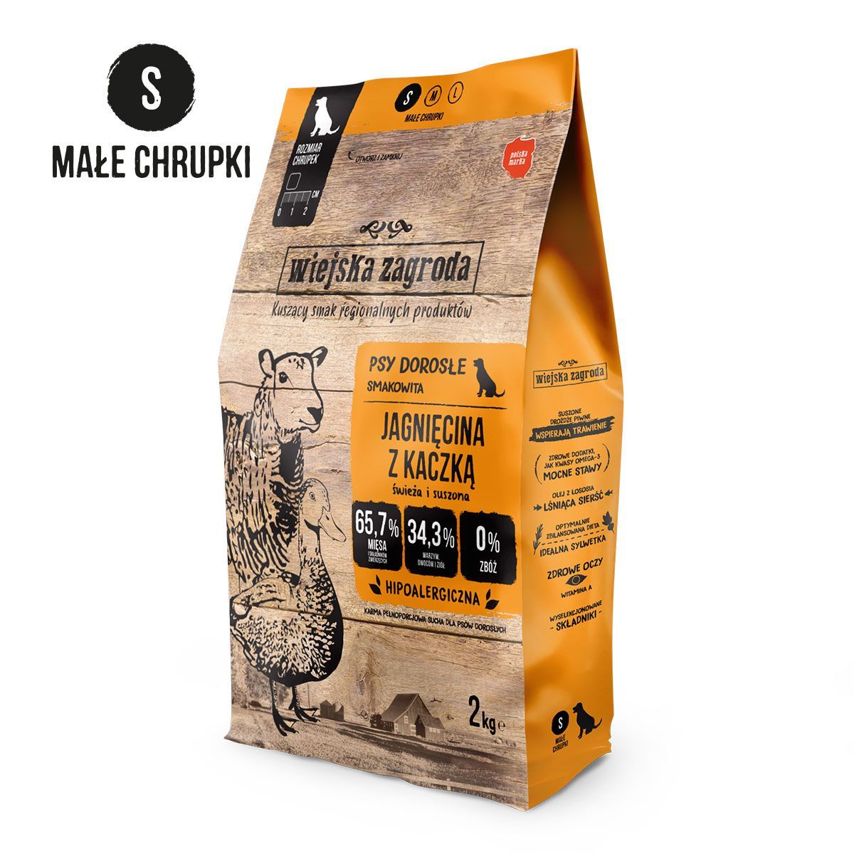 WIEJSKA ZAGRODA (COUNTRY OF ANIMALS)- KARMA SUCHA DLA PSÓW DOROSŁYCH- JAGNIĘCINA Z KACZKĄ- S- 2 KG TORBA WIEJSKA ZAGRODA (COUNTRY OF ANIMALS)- KARMA SUCHA DLA PSÓW DOROSŁYCH- JAGNIĘCINA Z KACZKĄ- S- 2 KG TORBA