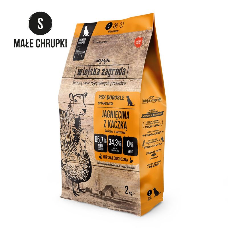 WIEJSKA ZAGRODA (COUNTRY OF ANIMALS)- DRY FOOD FOR ADULT DOGS- LAMB WITH DUCK-S- 2 KG BAGS WIEJSKA ZAGRODA (COUNTRY OF ANIMALS)- DRY FOOD FOR ADULT DOGS- LAMB WITH DUCK-S- 2 KG BAGS