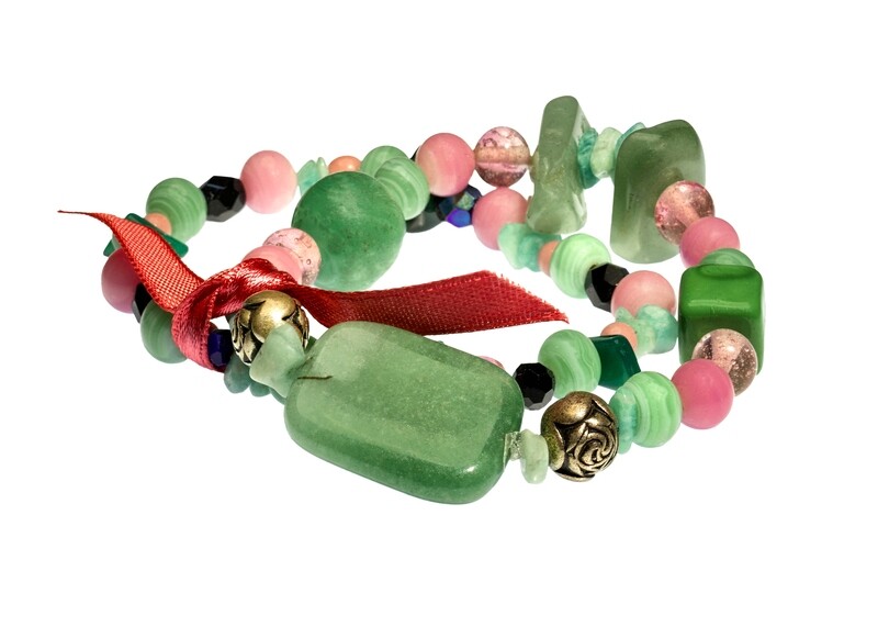 Bracelet vert/rose