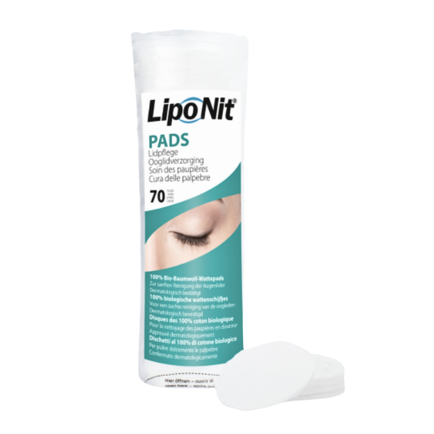 Lipo Nit® Lidpflege Bio-Baumwoll-Pads Reinigung Pflege Lidränder Lid biologisch
