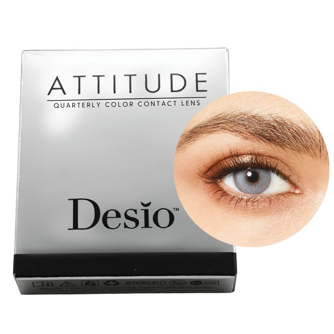 Verpackung und Auge Farbmuster der Desio™ Dreimonats-Farblinsen, 2-farbig | Romantic Blue Farblinsen