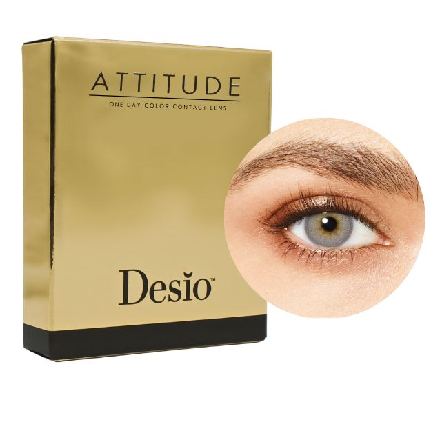 Desio™ Tages-Farblinsen, 3-farbig | Precious Grey Verpackung und Auge Farbmuster der Desio™ Tages-Farblinsen, 3-farbig | Precious Grey Farblinsen