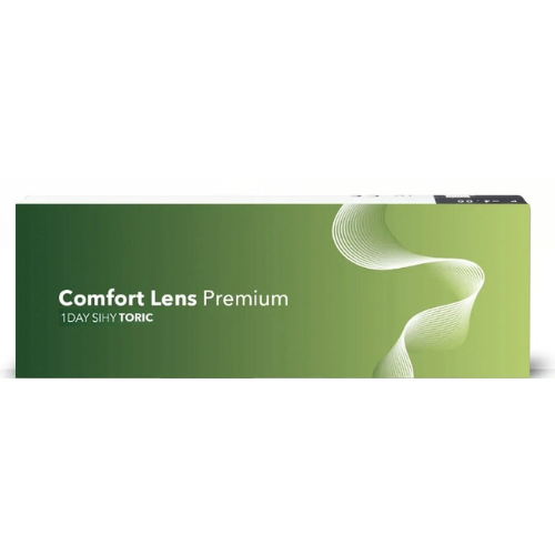 Vorderansicht der Verpackung von Comfort Lens Premium Silikon Hydrogel Tageslinsen, torisch