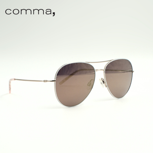 comma Sonnenbrille Pilotenstil, weiß, hellrosa, gold Damen, Frontansicht