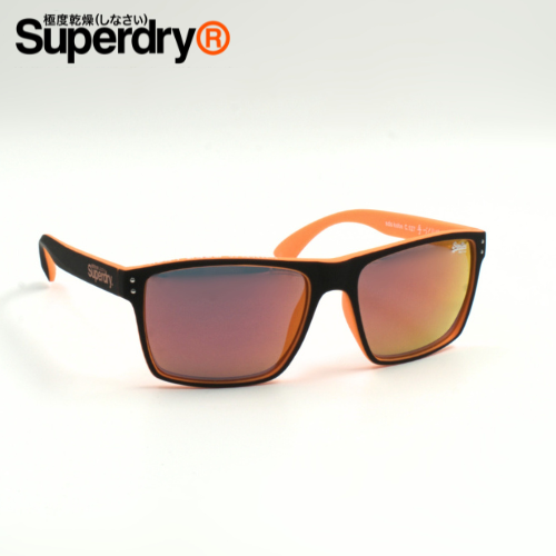Superdry® Sonnenbrille rechteckig, schwarz, orange außergewöhnlich modern Damen Herren, Frontansicht
