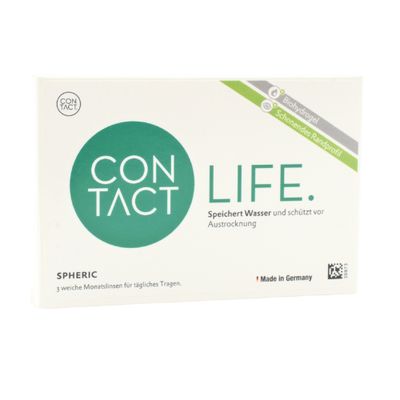 Contact Life Monatslinsen, sphärisch BC 8,8 Vorderansicht der Verpackung Contact Life Monatslinsen, sphärisch