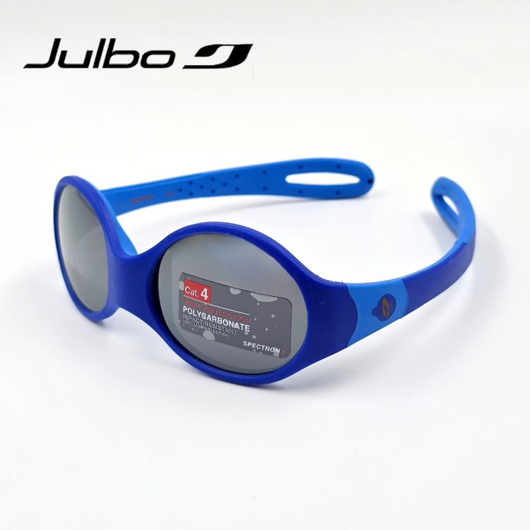 Kindersonnenbrille - Julbo Looping Julbo Kindersonnenbrille, dunkel- und hellblau, flexible Bügel, Seitenansicht rechts
