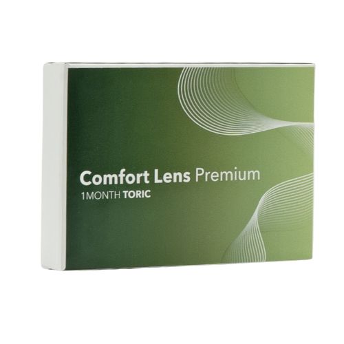 Vorderansicht der Verpackung von Comfort Lens Premium Monatslinsen, torisch
