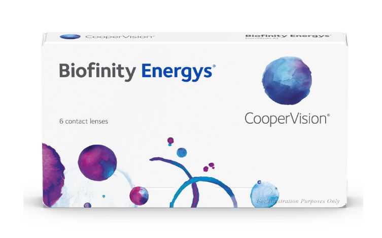 Vorderansicht der Verpackung Biofinity Energys® Monatslinsen, sphärisch