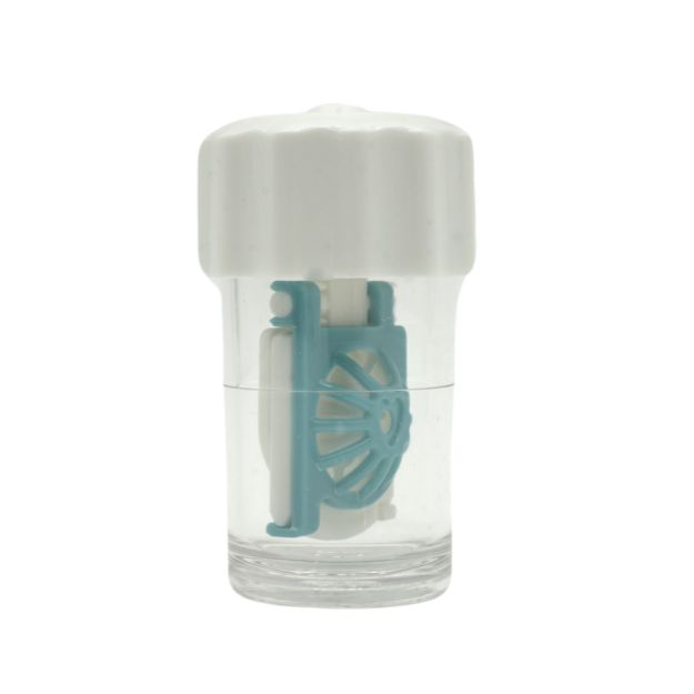 Kontaktlinsenbehälter mit Ventil weiß/mint Deckel, verschlossen