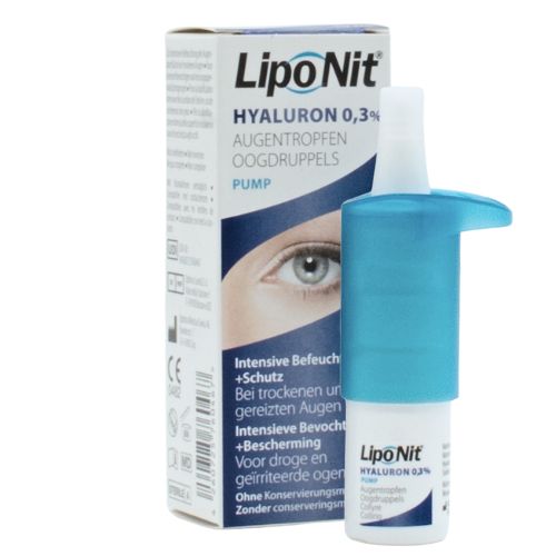 Verpackung und Fläschchen Lipo Nit®  Augentropfen 0,3%, 10ml