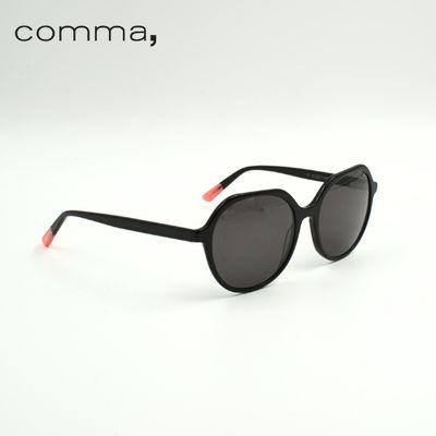 comma Sonnenbrille rund, schwarz glänzend, rosafarbener Akzent Damen, Seitenansicht rechts