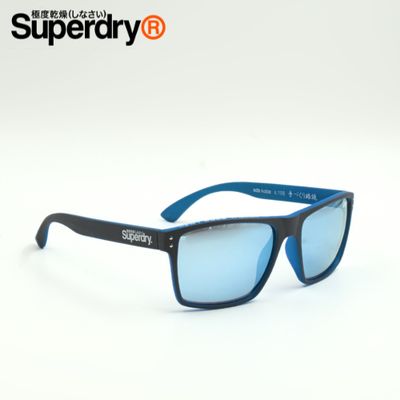 Superdry® Sonnenbrille rechteckig, dunkelblau, mittelblau außergewöhnlich modern Damen Herren, Seitenansicht rechts