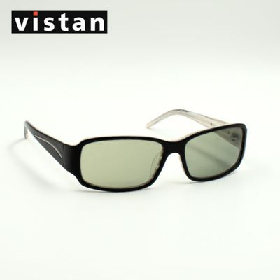 Sonnenbrille - Vistan 7420 2 Sonnenbrille - Zeitlos klassisch rechteckig, schwarz, beige, grüne Gläser, zeitlos modern Damen Herren, Frontansicht