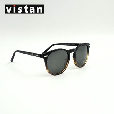 Vistan Sonnenbrille rund, schwarz, helles braun zeitlos Damen Herren, Seitenansicht rechts