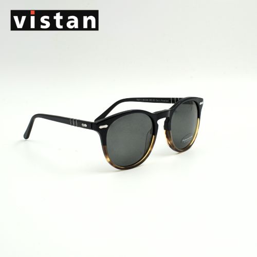 Vistan Sonnenbrille rund, schwarz, helles braun zeitlos Damen Herren, Seitenansicht rechts