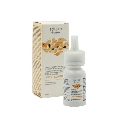 Verpackung und Fläschchen Soleko I-Fresh-Comfort Augentropfen 10 ml 