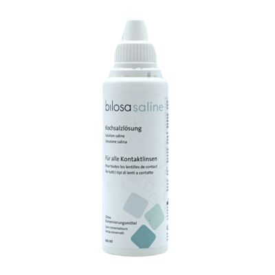Bilosa Saline Kochsalzlösung - Reisegröße Vorderansicht der Flasche von bilosa Saline Kochsalzlösung 100ml - Reisegröße