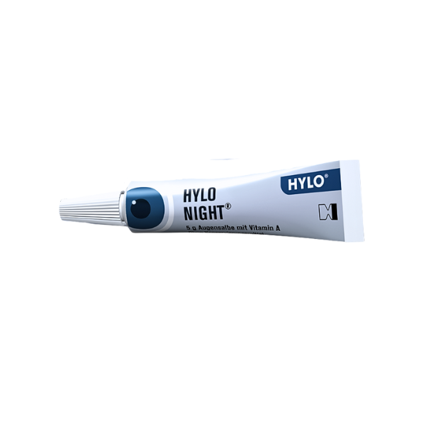 Verpackung und Tube der HYLO NIGHT® Augensalbe