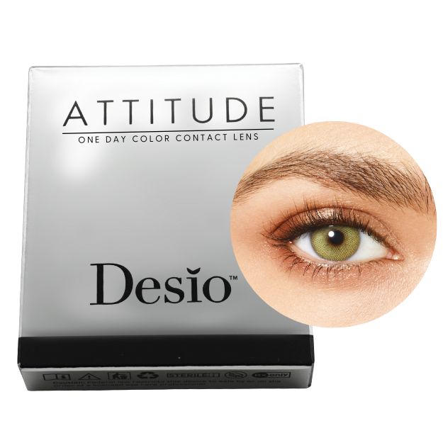 Desio™ Tages-Farblinsen, 2-farbig | Wild Green Verpackung und Auge Farbmuster der Desio™ Tages-Farblinsen, 2-farbig | Wild Green Farblinsen