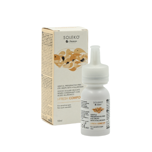 SOLEKO™ I-Fresh-Comfort Augentropfen Verpackung und Fläschchen Soleko I-Fresh-Comfort Augentropfen 10 ml