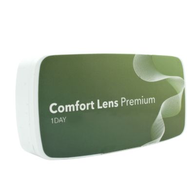 Vorderansicht der Verpackung von Comfort Lens Premium Flatpack Tageslinsen, sphärisch