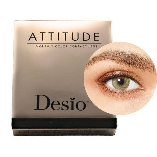 Desio™ Monats-Farblinsen, 1-farbig | Lush Green, sphärisch Verpackung und Auge Farbmuster der Desio™ Monats-Farblinsen, 1-farbig | Lush Green Farblinsen, sphärisch